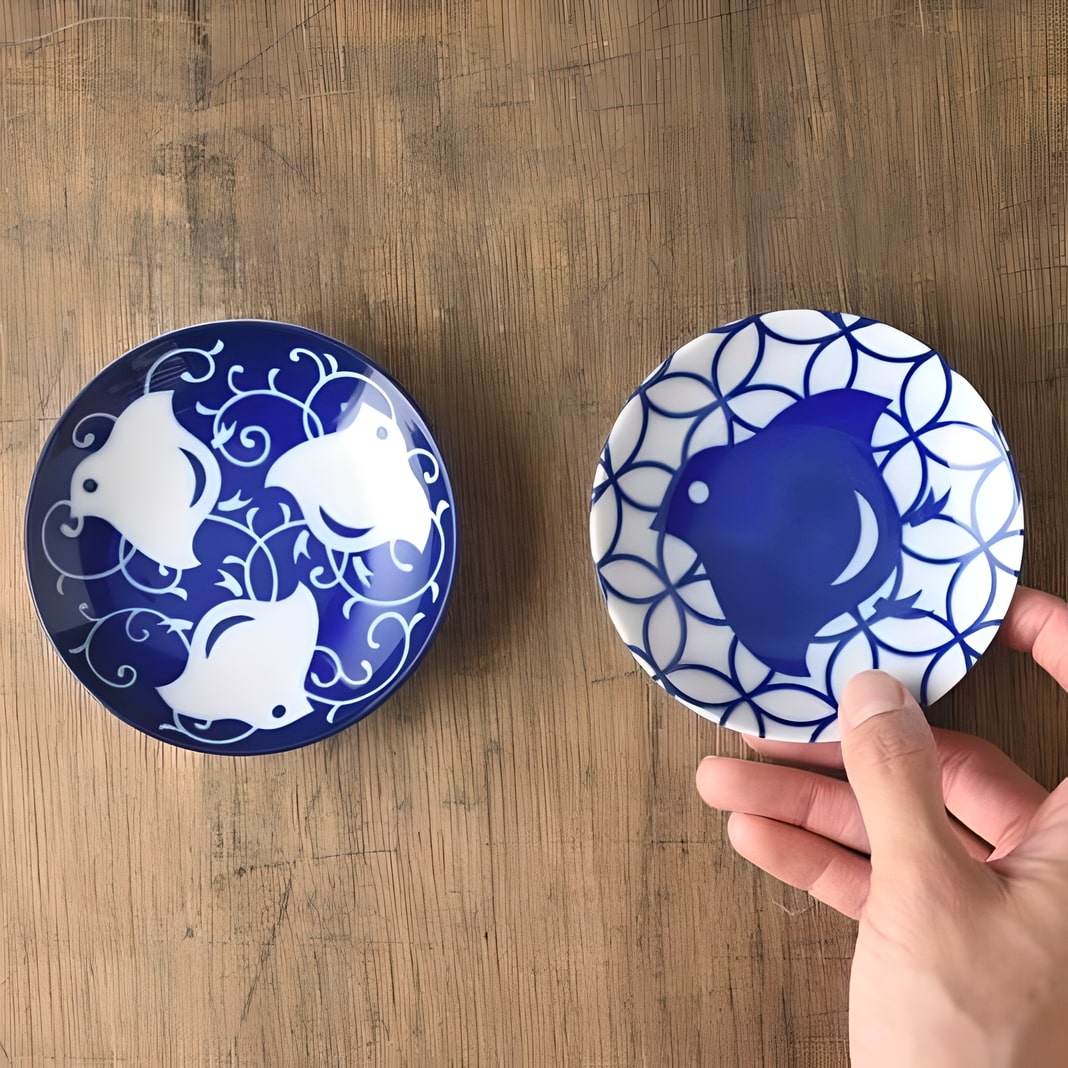Chidori Zukushi 9.5cm Bean Dish Set Mino Ware