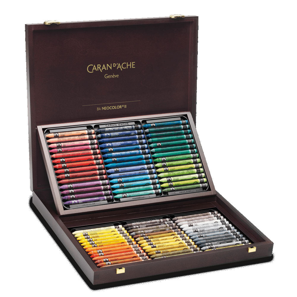 Caran d'Ache Neocolor II Water-Soluble Wax Pastel - Wooden Box Set of 84