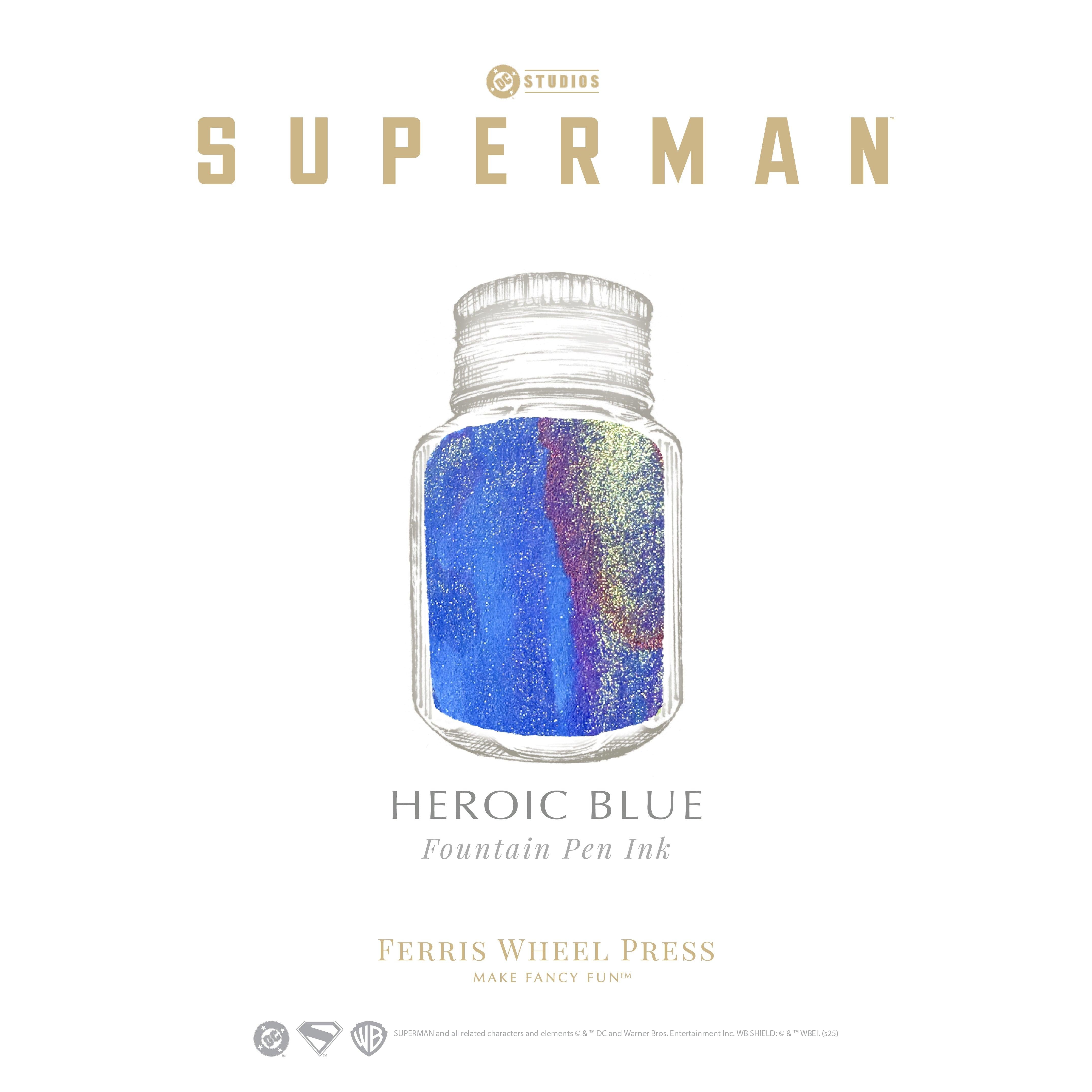 Warner Bros. | Superman Fountain Pen Inks - 10ml Bottled | Ferris Wheel Press