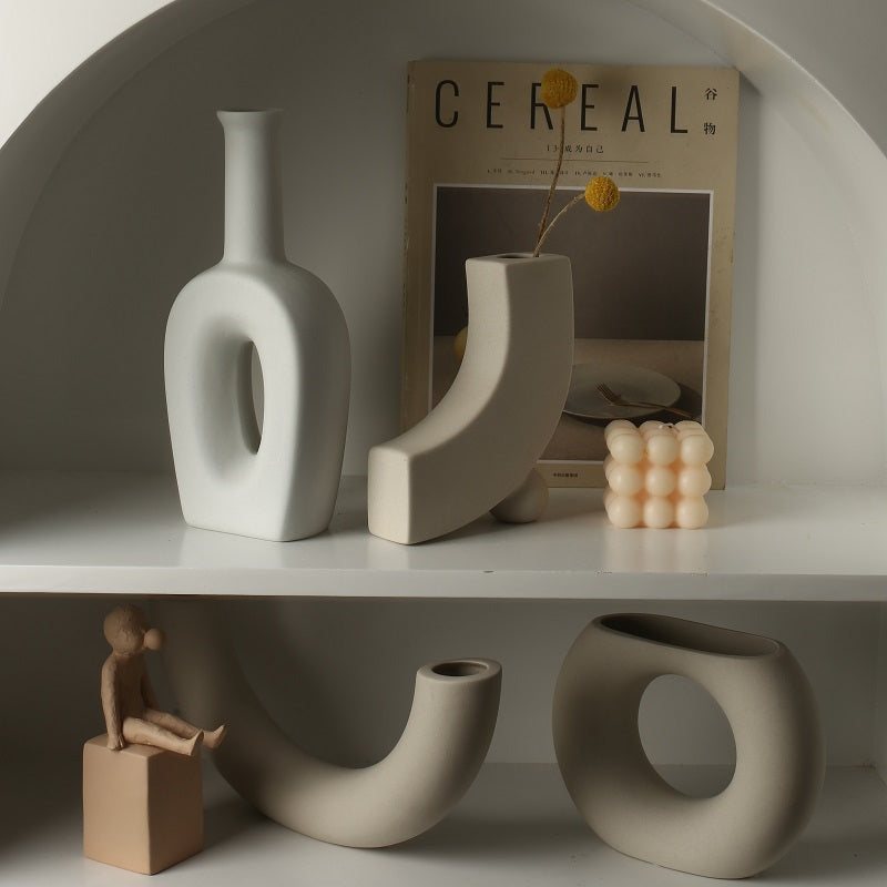 Minimalistic J-Shaped Ceramic Vase