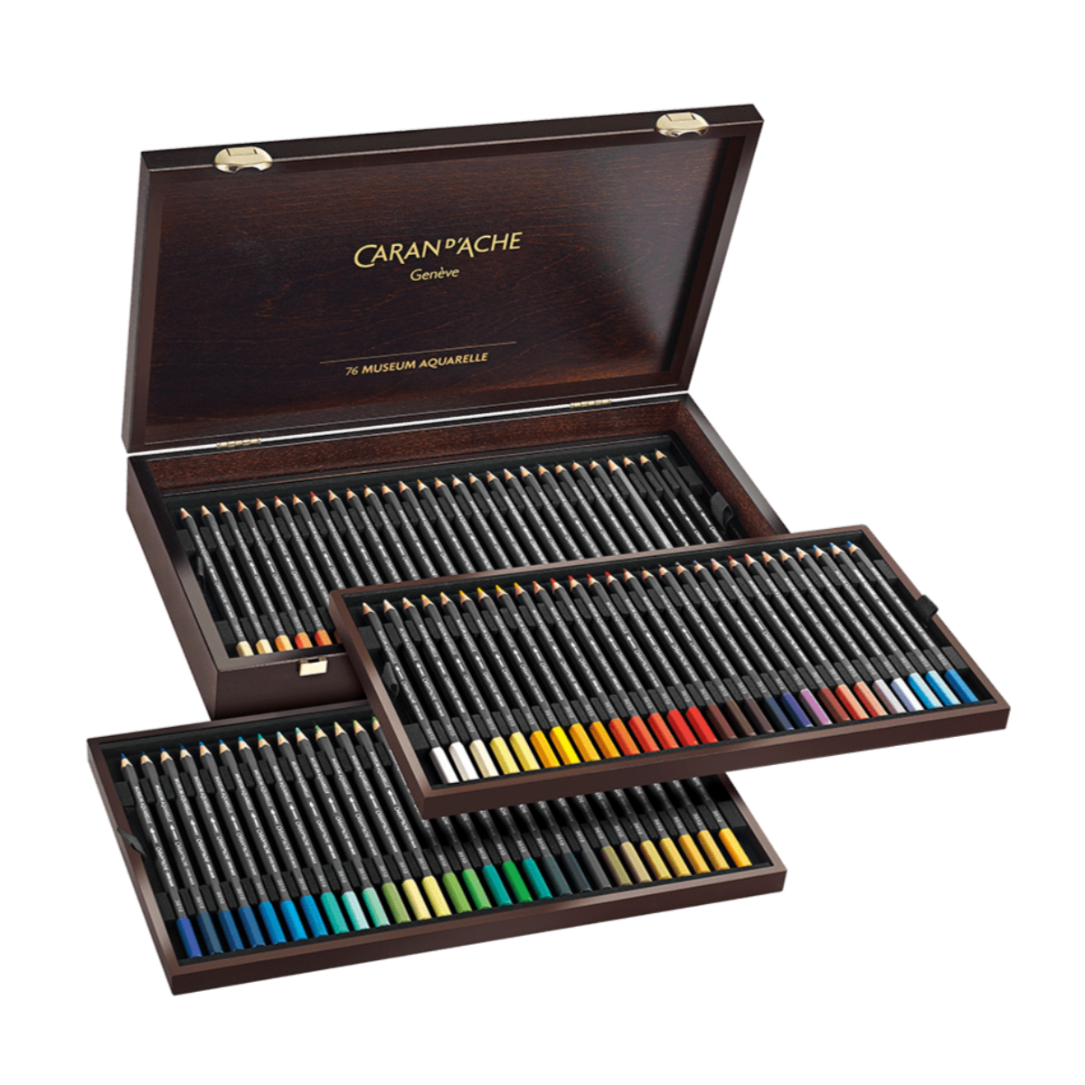Caran d'Ache Museum Aquarelle Colour Pencil - Wooden Box Set of 76
