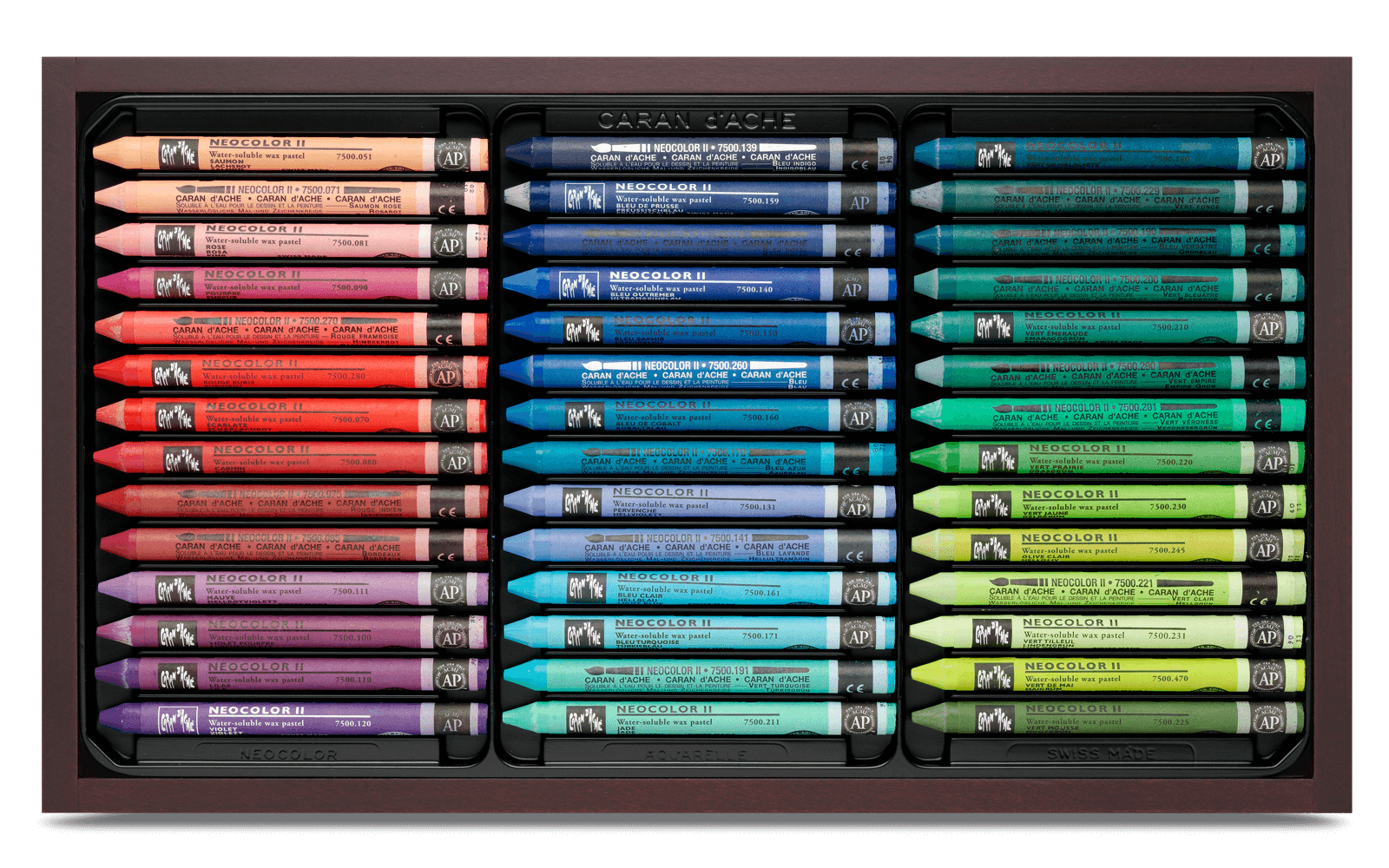 Caran d'Ache Neocolor II Water-Soluble Wax Pastel - Wooden Box Set of 84