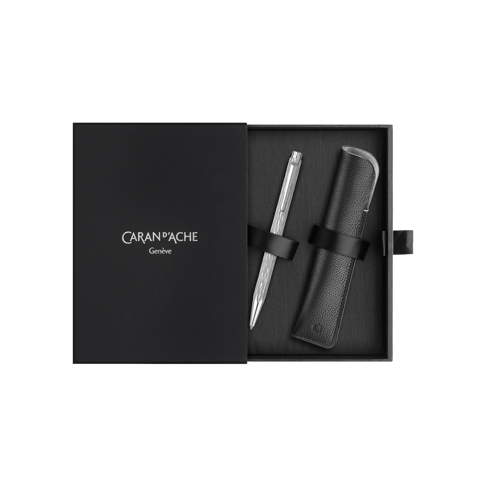 Caran d'Ache Ecridor™ Venetian Platinum Ballpoint Pen & Leather Case Special Edition