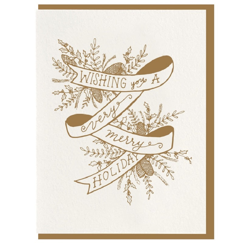 Dahlia Press Ribbon Merry - Foil Card